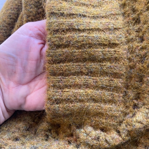 Magaschoni Cardigan Sweater L Silk Mohair Blend Green Chunky Knit Pockets Long - Picture 9 of 12